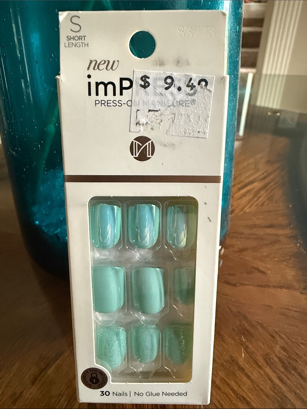 imPRESS Mint Green Short Length Press-On Nails with Shimmery Accents